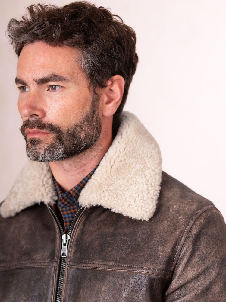 Lakeland Leather Brown Fellfoot Aviator Jacket - Image 2 of 7 Lakeland Leather Brown Fellfoot Aviator Jacket - Image 2 of 7