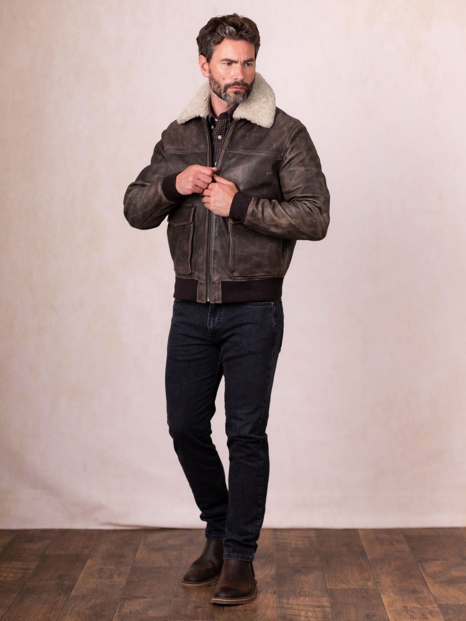 Buy Lakeland Leather Brown Fellfoot Aviator Jacket from the Next