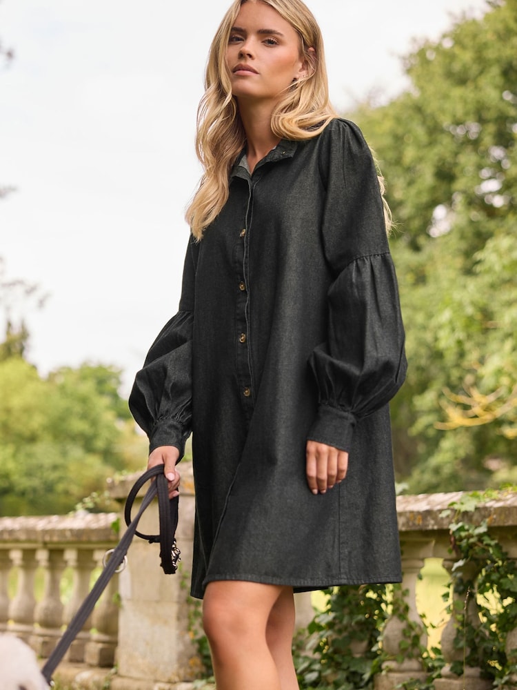 Buy PixieGirl Petite Brown Denim Balloon Sleeve Shirt Dress from Next USA Buy PixieGirl Petite Brown Denim Balloon Sleeve Shirt Dress from Next USA
