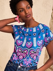 Love & Roses Cobalt Blue Animal Print Crew Neck Jersey T-Shirt - Image 1 of 4