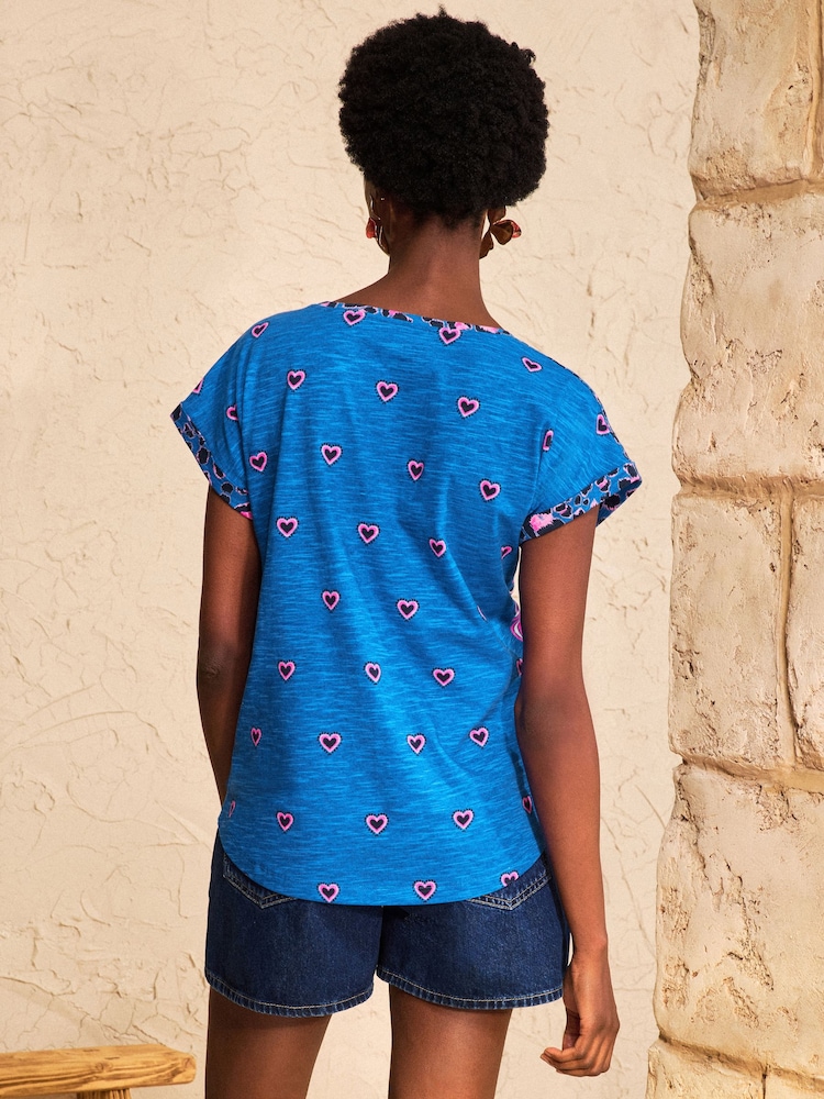 Love & Roses Cobalt Blue Animal Print Crew Neck Jersey T-Shirt - Image 4 of 4
