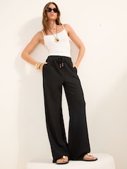 Friends Like These Black Textured Tie waist Trousers - Image 4 of 5