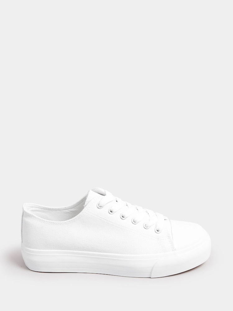 Yours Curve White Extra-Wide Fit Canvas Trainers - Image 2 of 5 Yours Curve White Extra-Wide Fit Canvas Trainers - Image 2 of 5