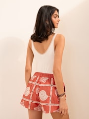Friends Like These Amber Orange Shell Cutwork Shorts - Image 4 of 4