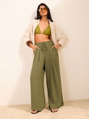Friends Like These Khaki Green Palazzo Trousers - Image 2 of 4