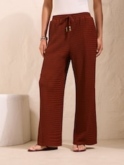 Friends Like These Rust Red Petite Textured Tie waist Trousers - Image 4 of 6