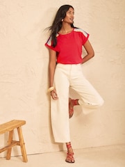 Love & Roses Red Rainbow Shoulder Stripe Crew Neck Jersey T-Shirt - Image 3 of 4