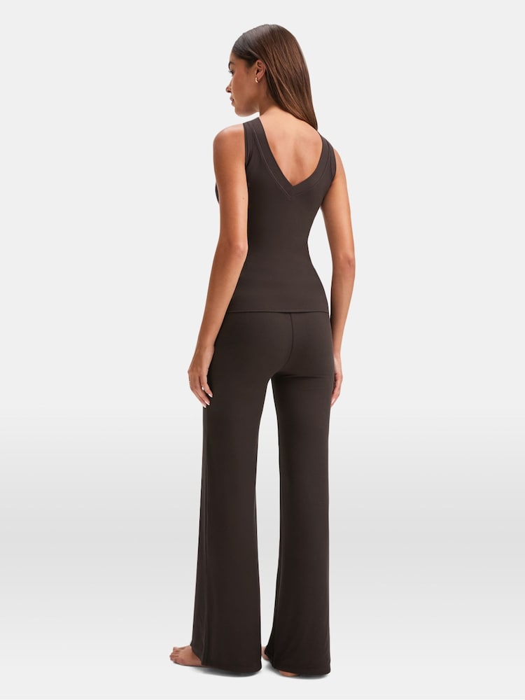 TALA Brown 365 Sculpting Lounge Roll Waist Flared Trousers - Image 2 of 3 TALA Brown 365 Sculpting Lounge Roll Waist Flared Trousers - Image 2 of 3