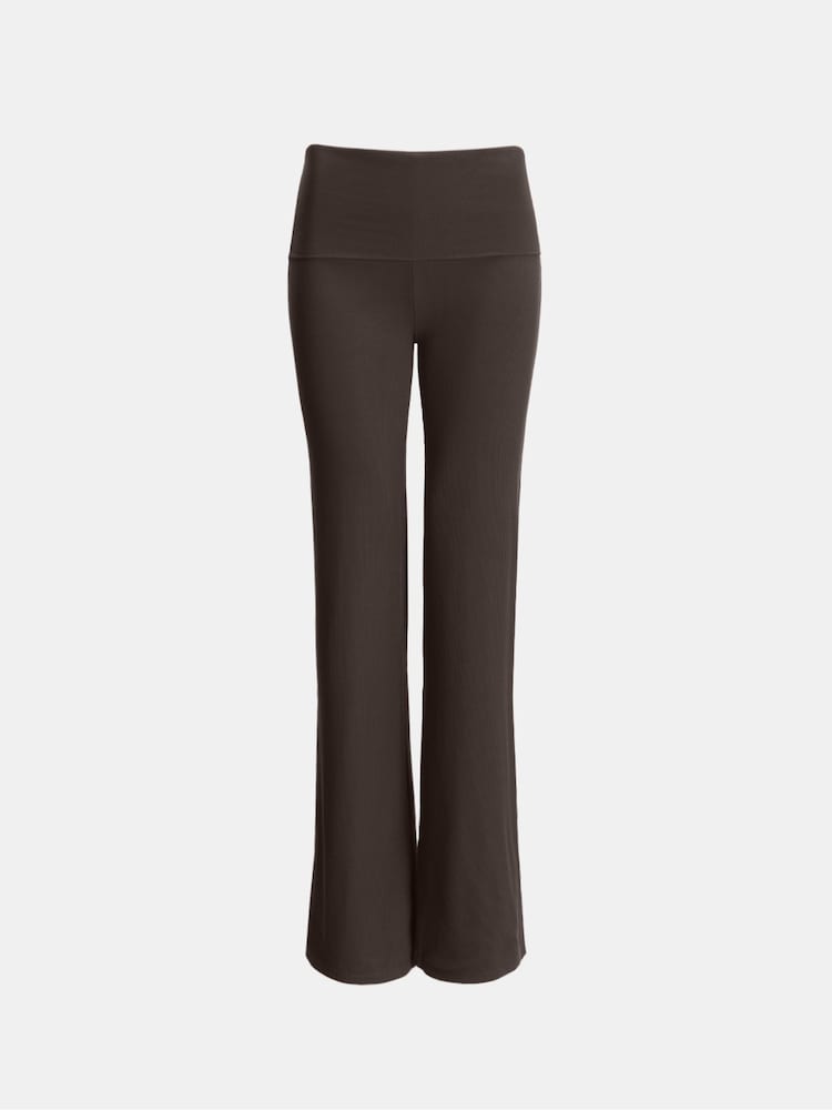 TALA Brown 365 Sculpting Lounge Roll Waist Flared Trousers - Image 3 of 3 TALA Brown 365 Sculpting Lounge Roll Waist Flared Trousers - Image 3 of 3