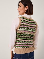 Monsoon Green Fira Fair Isle Pattern Knitted Tank Top - Image 2 of 5