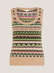 Monsoon Green Fira Fair Isle Pattern Knitted Tank Top - Image 5 of 5
