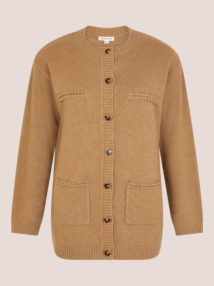Monsoon Brown Bella Braid Pocket Cardigan - Image 1 of 1