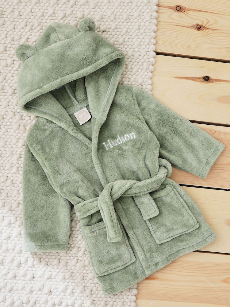 My 1st Years Personalised Sage Green Fleece Robe - Image 1 of 5 My 1st Years Personalised Sage Green Fleece Robe - Image 1 of 5