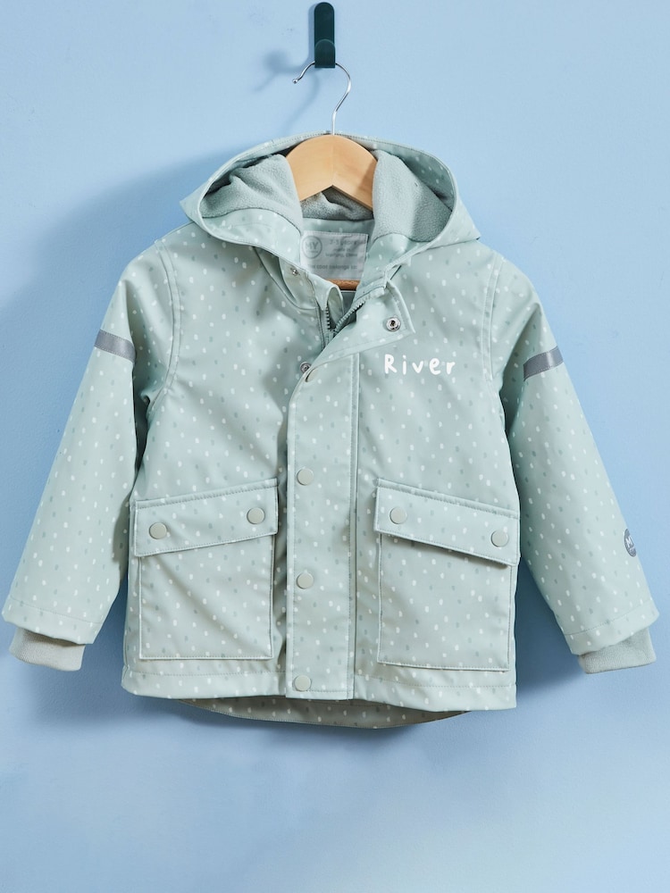 My 1st Years Personalised Sage Spot Rain Mac - Image 1 of 6
