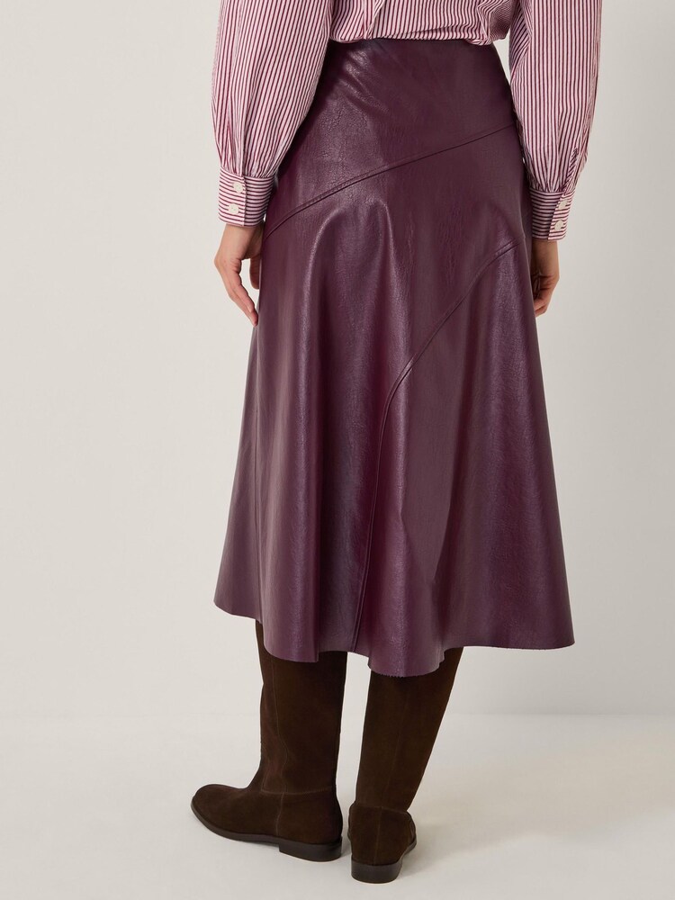 Monsoon Red Marnie Faux Leather Midi Skirt - Image 2 of 6 Monsoon Red Marnie Faux Leather Midi Skirt - Image 2 of 6