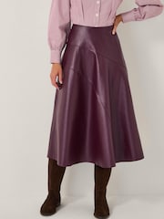 Monsoon Red Marnie Faux Leather Midi Skirt - Image 3 of 6