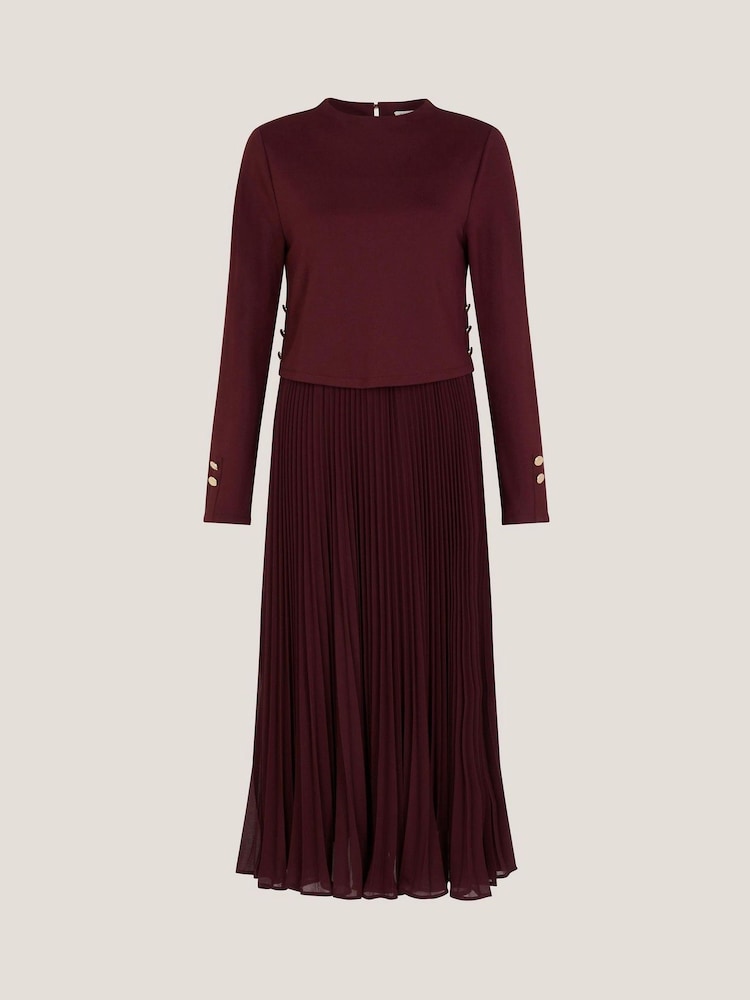 Monsoon Red Penny Long Sleeve Pleated Midi Dress - Image 6 of 6 Monsoon Red Penny Long Sleeve Pleated Midi Dress - Image 6 of 6