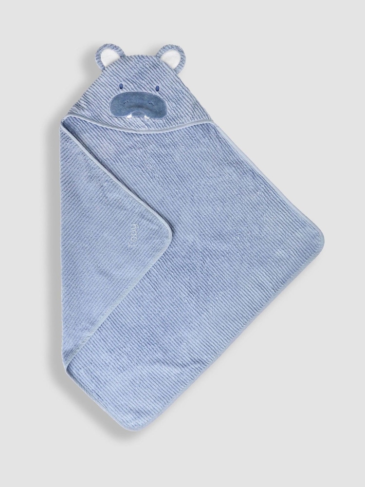 JoJo Maman Bébé Blue Hippo Personalised Hippo Hooded Towel - Image 1 of 3