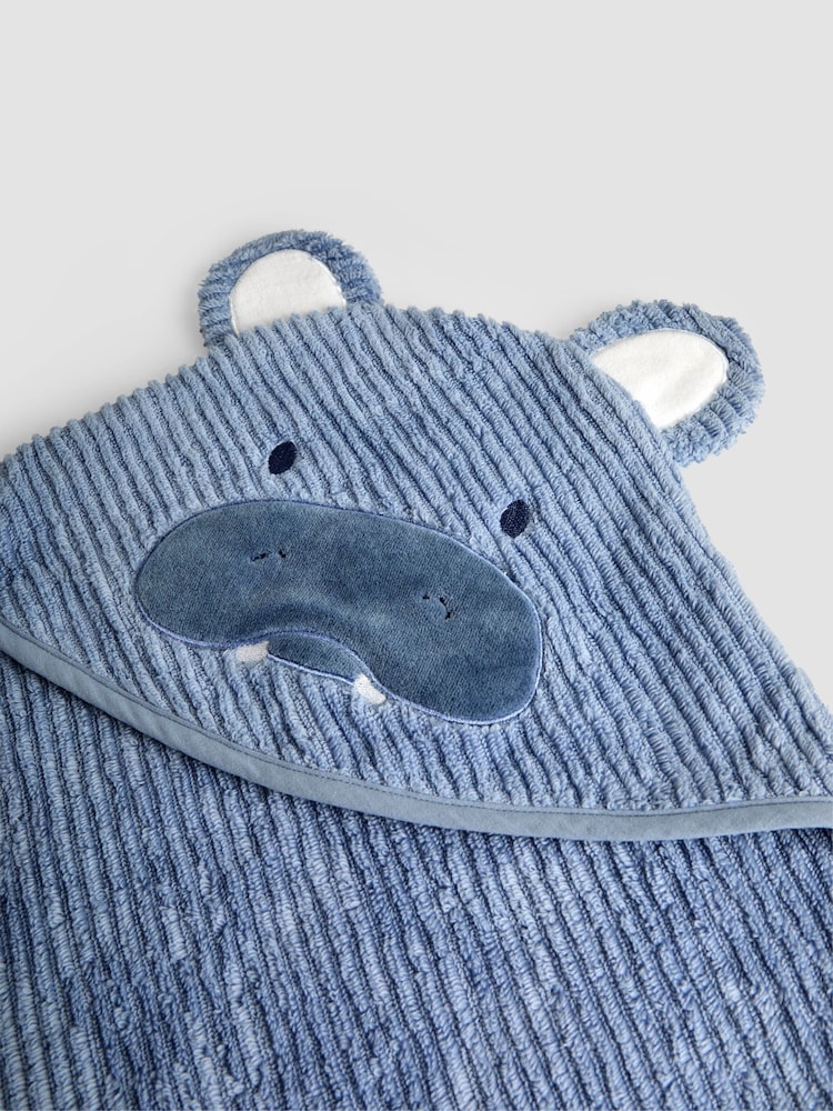 JoJo Maman Bébé Blue Hippo Personalised Hippo Hooded Towel - Image 2 of 3
