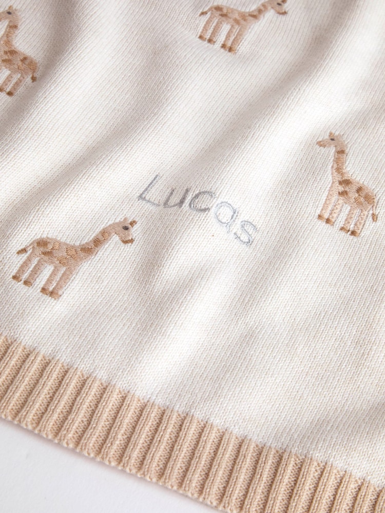 JoJo Maman Bébé Neutral Personalised Embroidered Shawl - Image 2 of 2 JoJo Maman Bébé Neutral Personalised Embroidered Shawl - Image 2 of 2