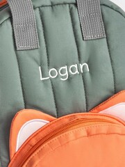 JoJo Maman Bébé Khaki Fox Personalised Backpack - Image 3 of 3