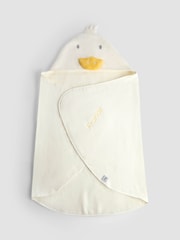 JoJo Maman Bébé Cream Duck Personalised Cream Duck Hooded Towel - Image 1 of 3