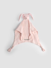 JoJo Maman Bébé Pink Bunny Personalised Muslin Comforter - Image 1 of 3