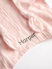 JoJo Maman Bébé Pink Bunny Personalised Muslin Comforter - Image 3 of 3