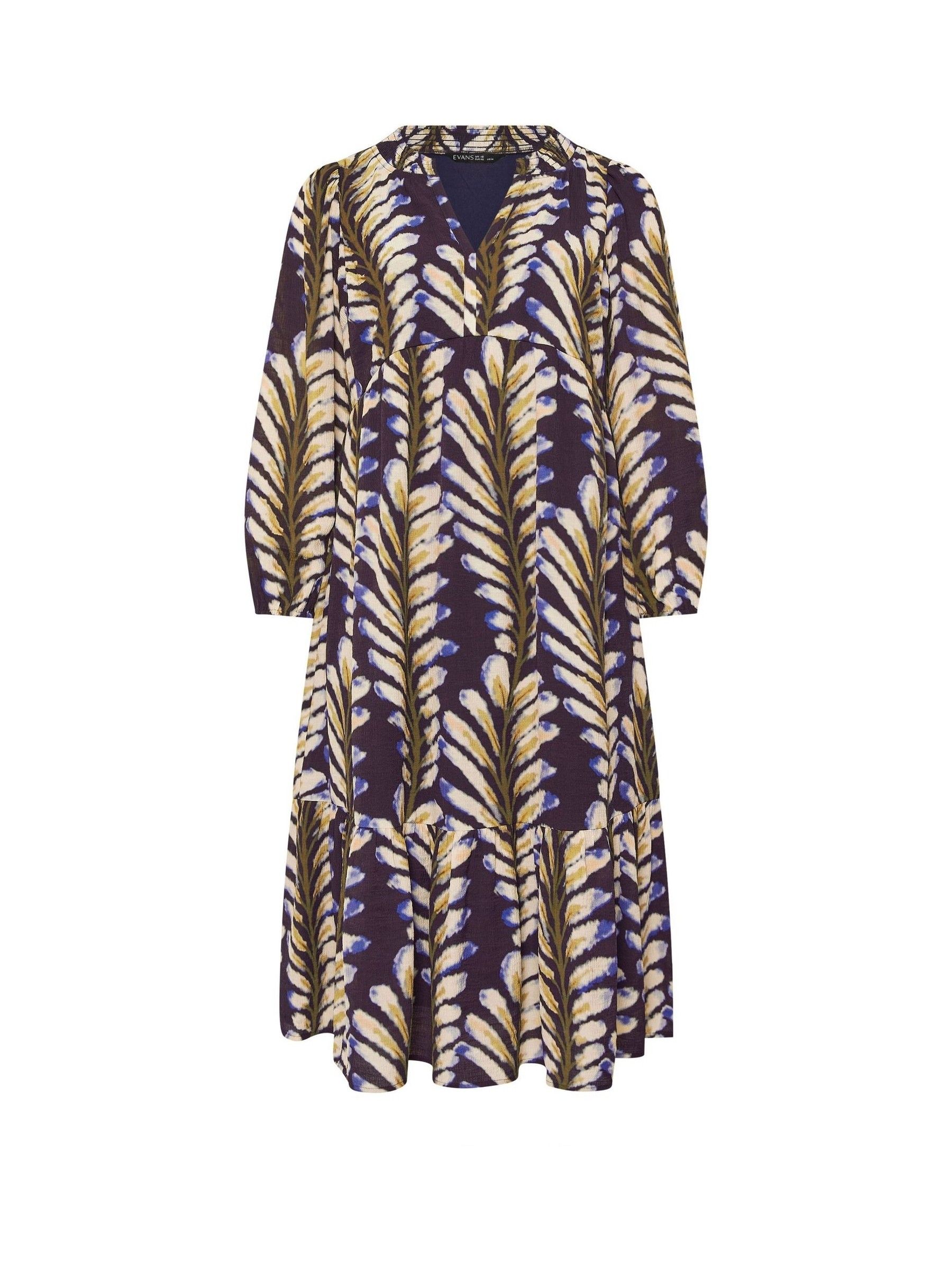 Buy Evans Blue Autumn Leaf Print Dress from Next USA