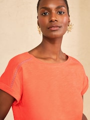 Love & Roses Orange Lace Trim Petite Crew Neck T-Shirt - Image 2 of 4
