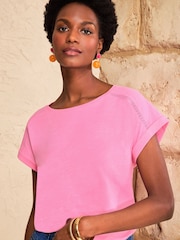 Love & Roses Pink Lace Trim Petite Crew Neck T-Shirt - Image 1 of 4