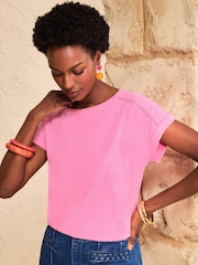 Love & Roses Pink Lace Trim Petite Crew Neck T-Shirt - Image 2 of 4