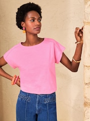 Love & Roses Pink Lace Trim Petite Crew Neck T-Shirt - Image 4 of 4