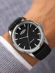 Rotary Black Heritage Automatic Gold Plated Strap Watch - Image 3 of 6