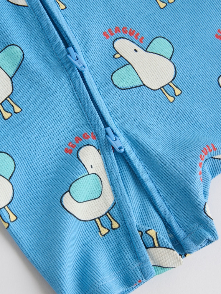 Blue/Yellow Two Way Zip Baby Rompers 3 Pack (0mths-3yrs) - Image 10 of 10