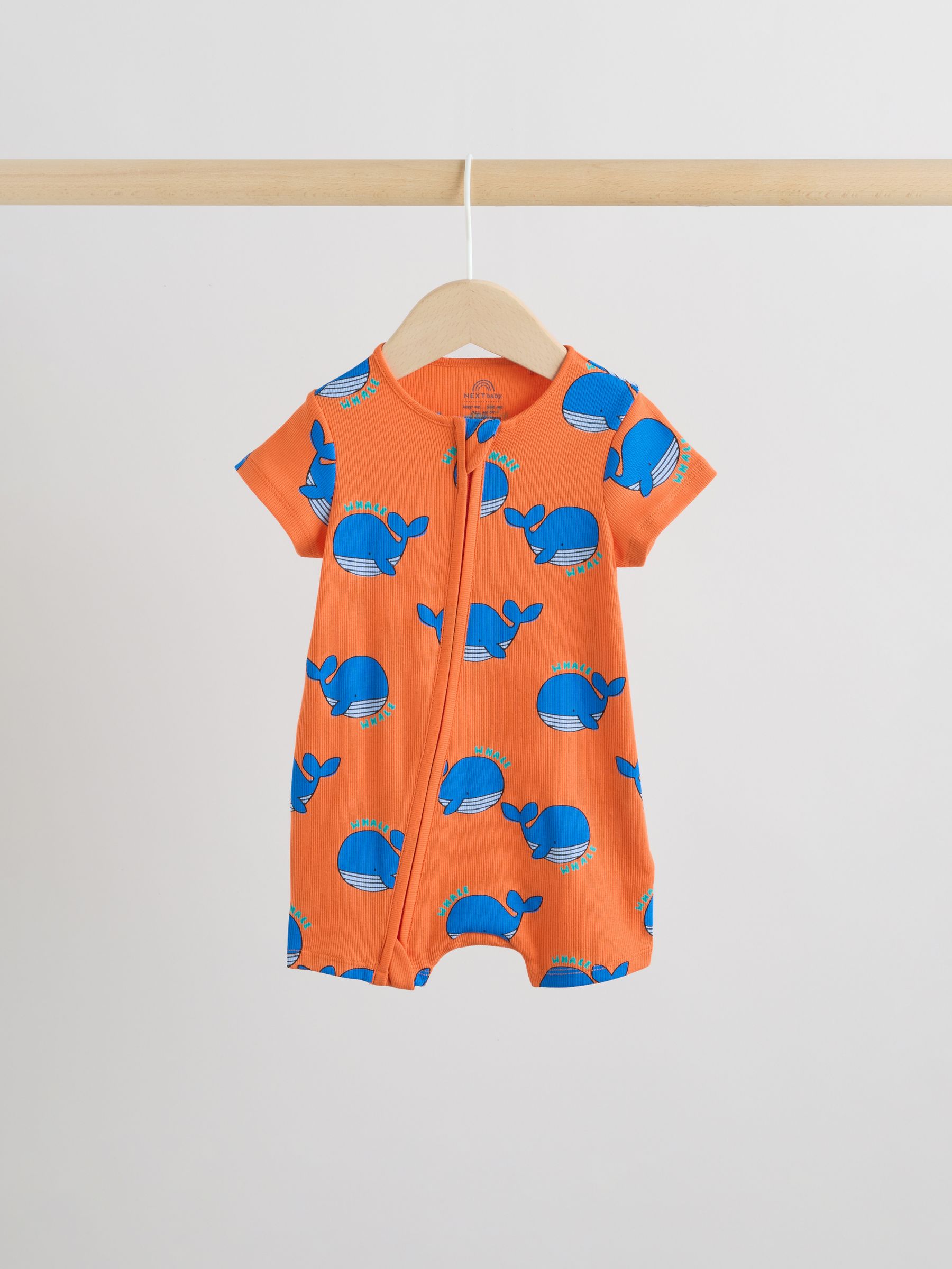 Buy Blue/Yellow Two Way Zip Baby Rompers 3 Pack (0mths-3yrs) from