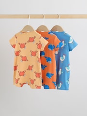 Blue/Yellow Two Way Zip Baby Rompers 3 Pack (0mths-3yrs) - Image 5 of 10