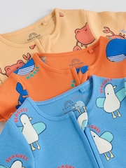 Blue/Yellow Two Way Zip Baby Rompers 3 Pack (0mths-3yrs) - Image 8 of 10