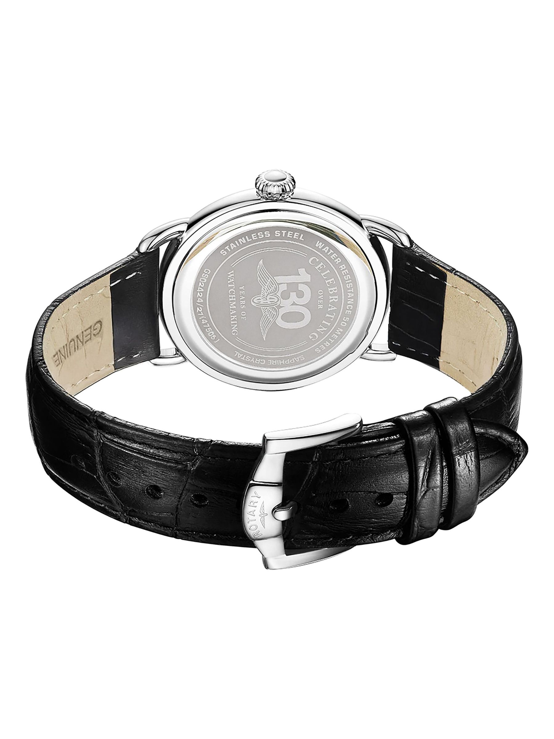 Buy Rotary Black Heritage Sherlock Stainless Steel Strap Watch