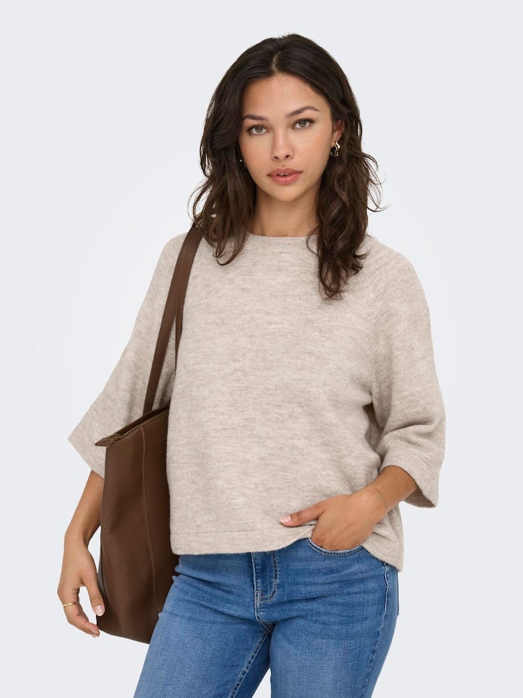 ONLY Grey Long Sleeve Flower Detail Jumper - Image 2 of 7 ONLY Grey Long Sleeve Flower Detail Jumper - Image 2 of 7