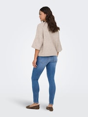 ONLY Grey Long Sleeve Flower Detail Jumper - Image 4 of 7
