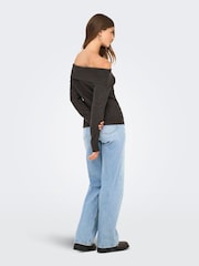 ONLY Brown Off Shoulder Bardot Knitted Jumper - Image 3 of 6