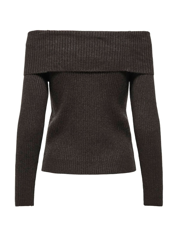 ONLY Brown Off Shoulder Bardot Knitted Jumper - Image 6 of 6 ONLY Brown Off Shoulder Bardot Knitted Jumper - Image 6 of 6