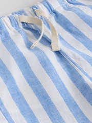 Blue Stripe Linen Blend Pull On Shorts (3mths-7yrs) - Image 6 of 7