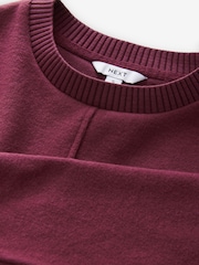 Burgundija Berry rdeča - Cosy Soft Touch Rib Seam Detail okrogel ovratnik; z okroglim ovratnikom pulover - Slika 7 iz 7