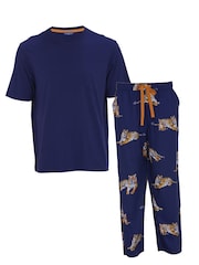 Cyberjammies Blue Jersey Top & Tiger Print Pyjamas Set - Image 4 of 4
