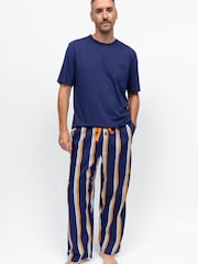 Cyberjammies Blue Jersey Top & Printed Stripe Pyjamas Set - Image 1 of 4