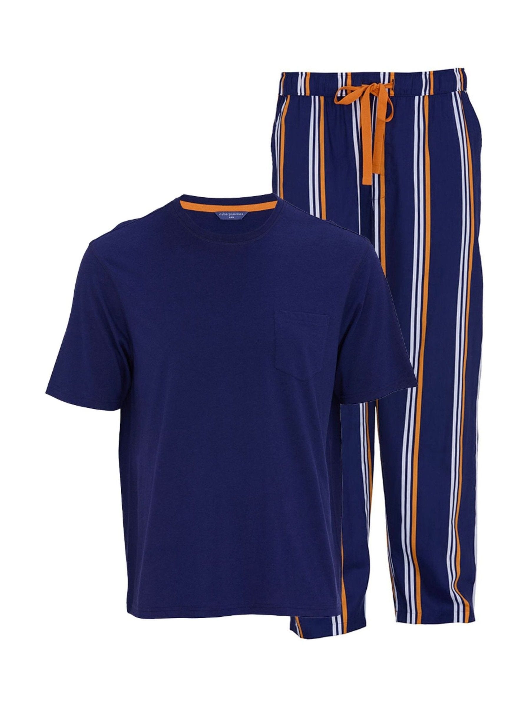 トップス DISCOVERED Carsey Stretch Pajama Shirts Buy Cyberjammies Blue Jersey Top & Printed Stripe Pyjamas Set from
