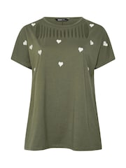 Yours Curve Green Embroidered Slash Detail Top - Image 5 of 5