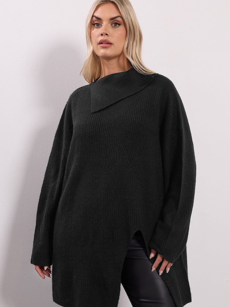Yours Curve Black Asymmetric Jumper - Image 1 of 5 Yours Curve Black Asymmetric Jumper - Image 1 of 5